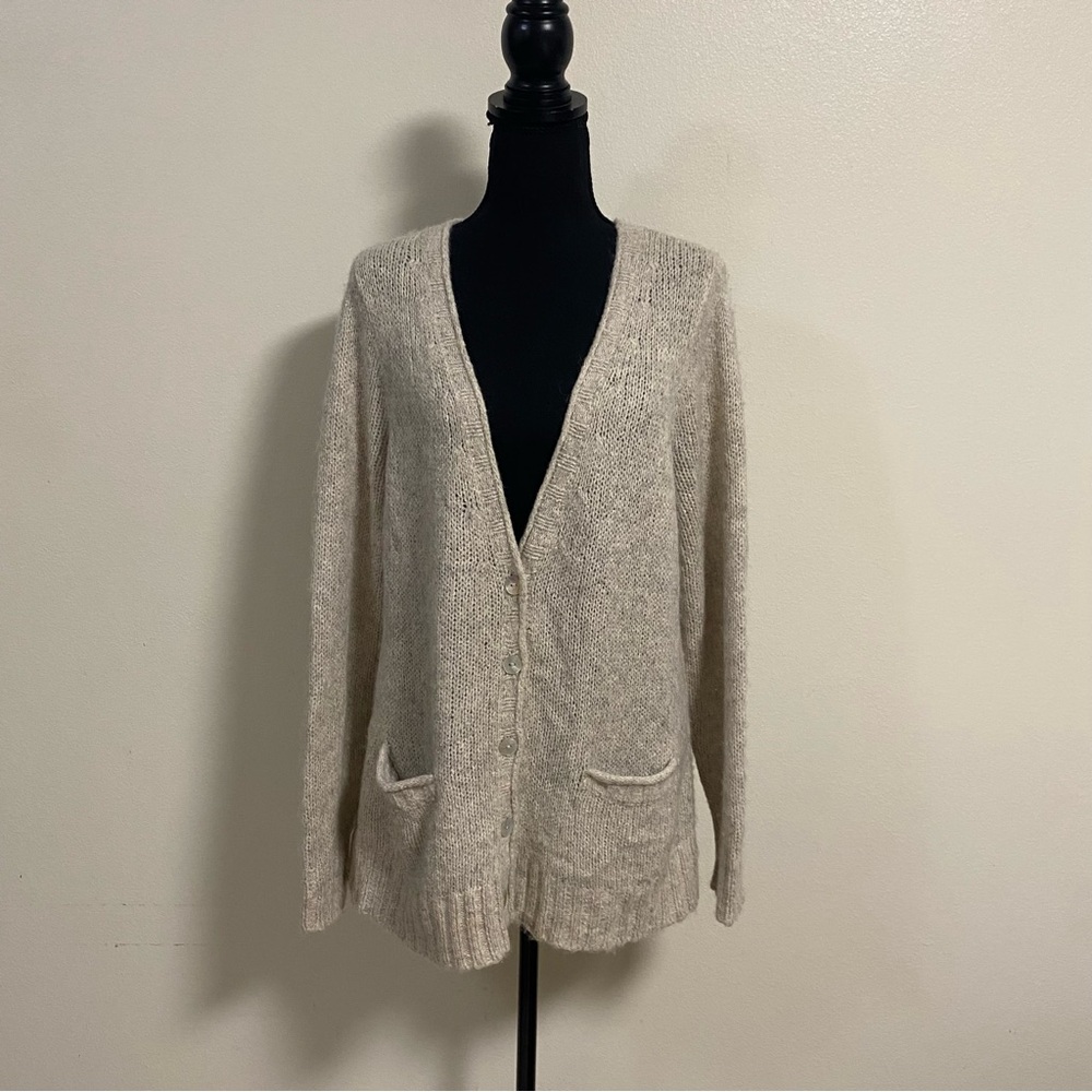 Peruvian Connection Cardigan Women Size Large Beige cream Cotton Alpaca Cardigan